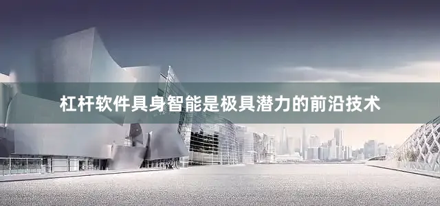 杠杆软件具身智能是极具潜力的前沿技术